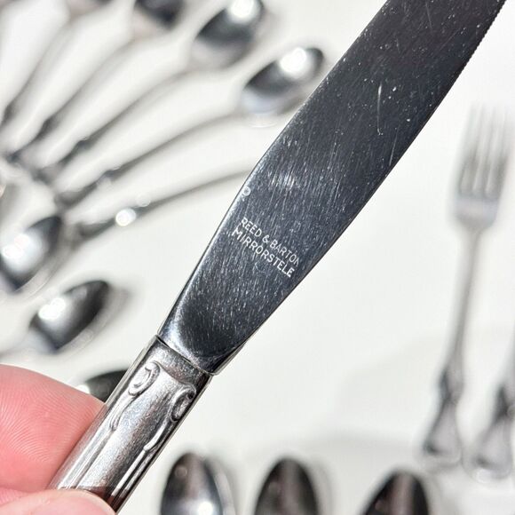 VTG 60s Reed & Barton Flatware 49 Set MODERN PROVINCIAL Mirrorstele Stainless - Picture 10 of 16